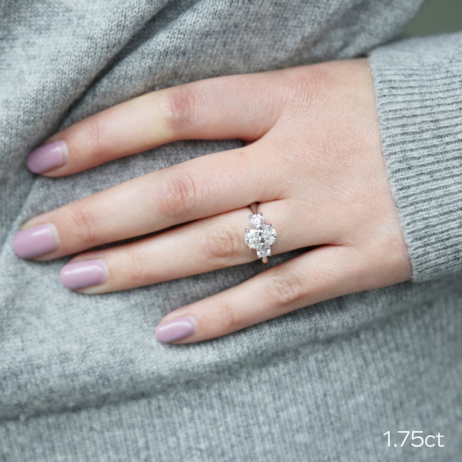 Marquise Cut Cluster Styled Lab Grown Diamond Engagement Ring
