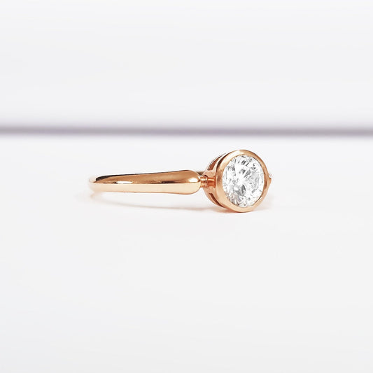 0.50 CT Round Bezel Solitaire CVD G/VS1 Diamond Engagement Ring 2