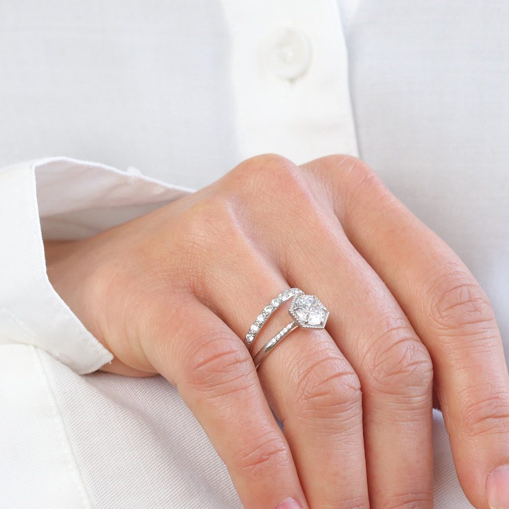 2 CT Round Three Stones Lab Grown Diamond Engagement Ring
