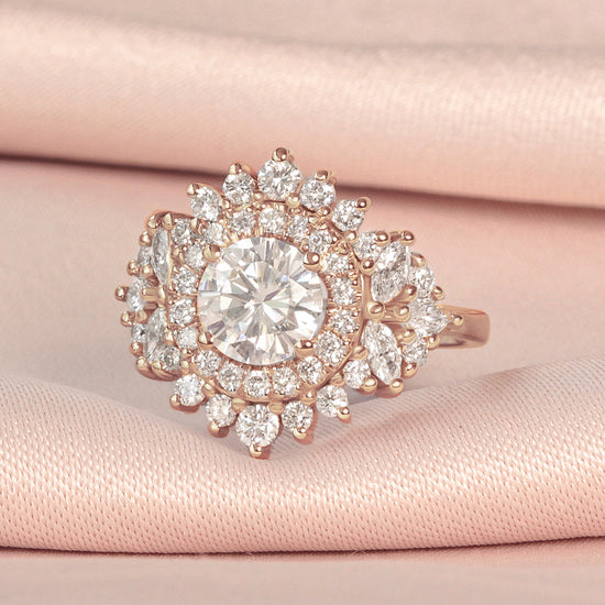 0.35 CT Round Double Halo CVD F/VS1 Diamond Engagement Ring 8