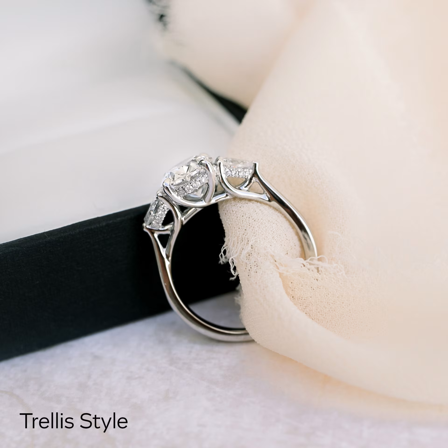 Marquise Cut Cluster Styled Lab Grown Diamond Engagement Ring