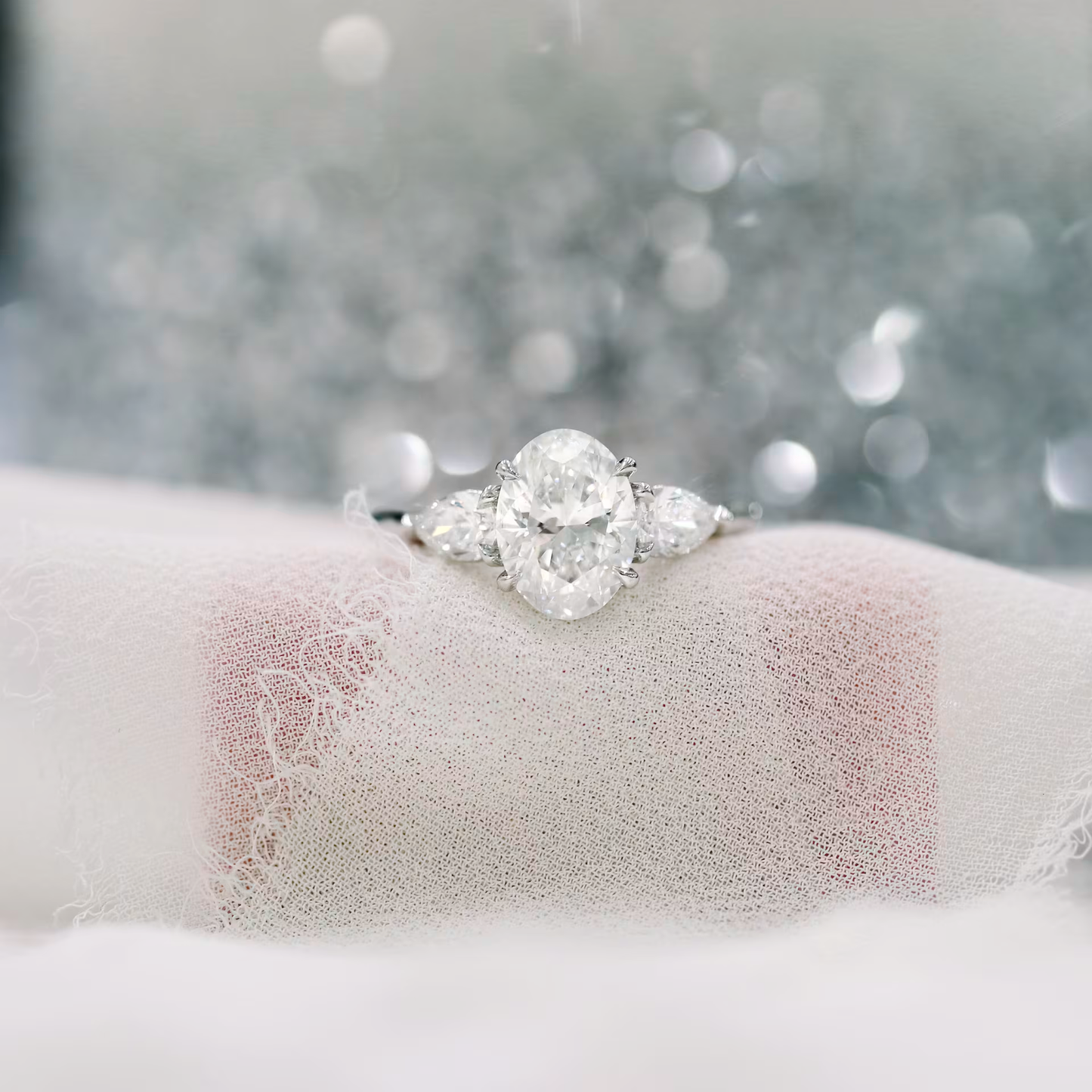 Marquise Cut Cluster Styled Lab Grown Diamond Engagement Ring