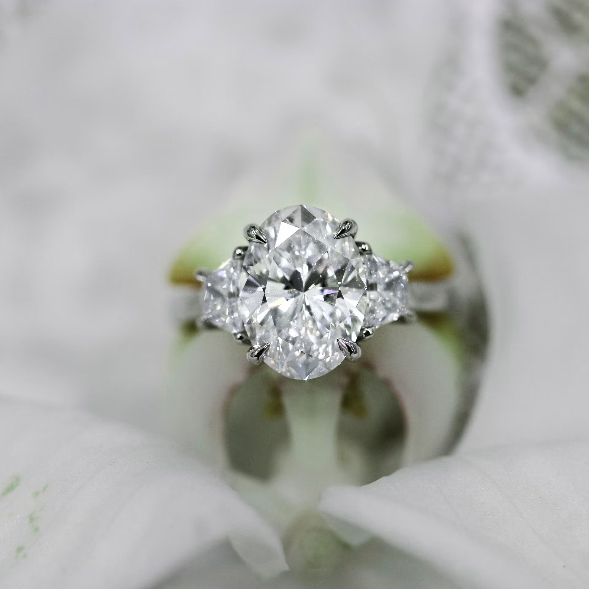 Marquise Cut Cluster Styled Lab Grown Diamond Engagement Ring
