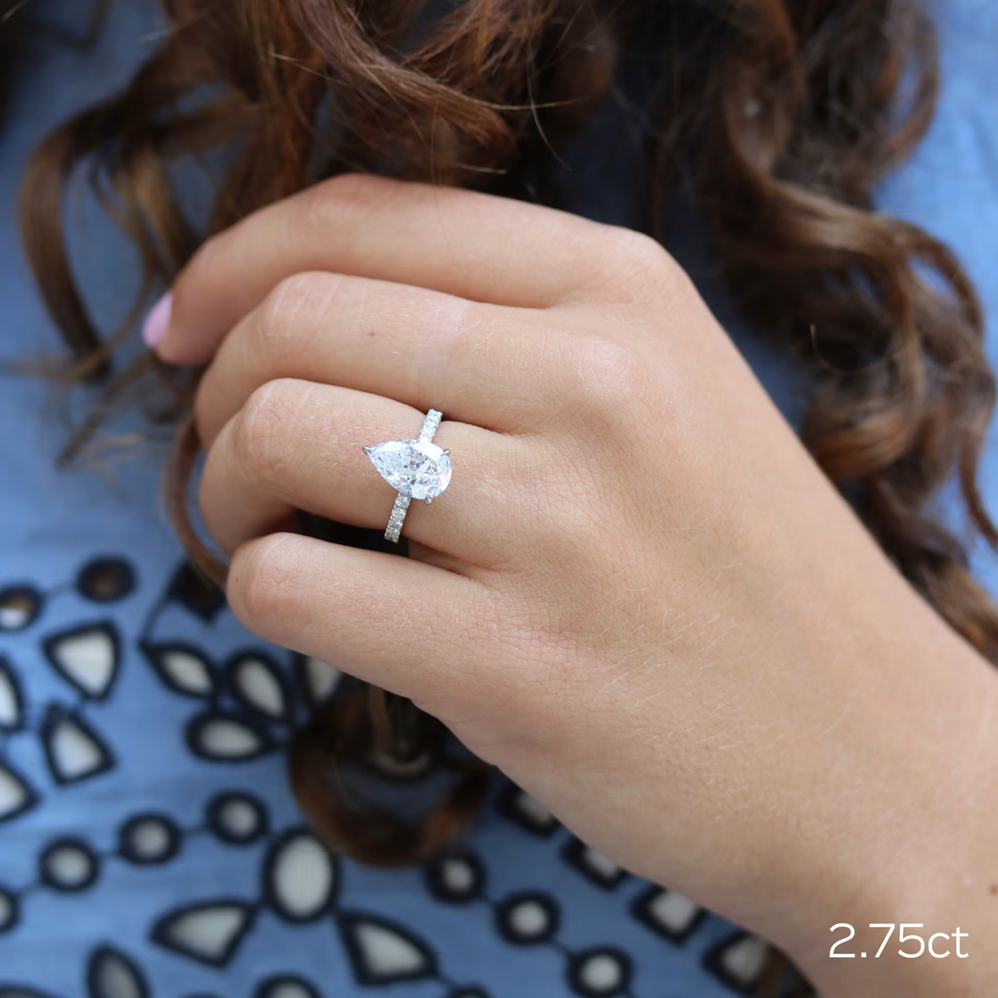 Marquise Cut Cluster Styled Lab Grown Diamond Engagement Ring