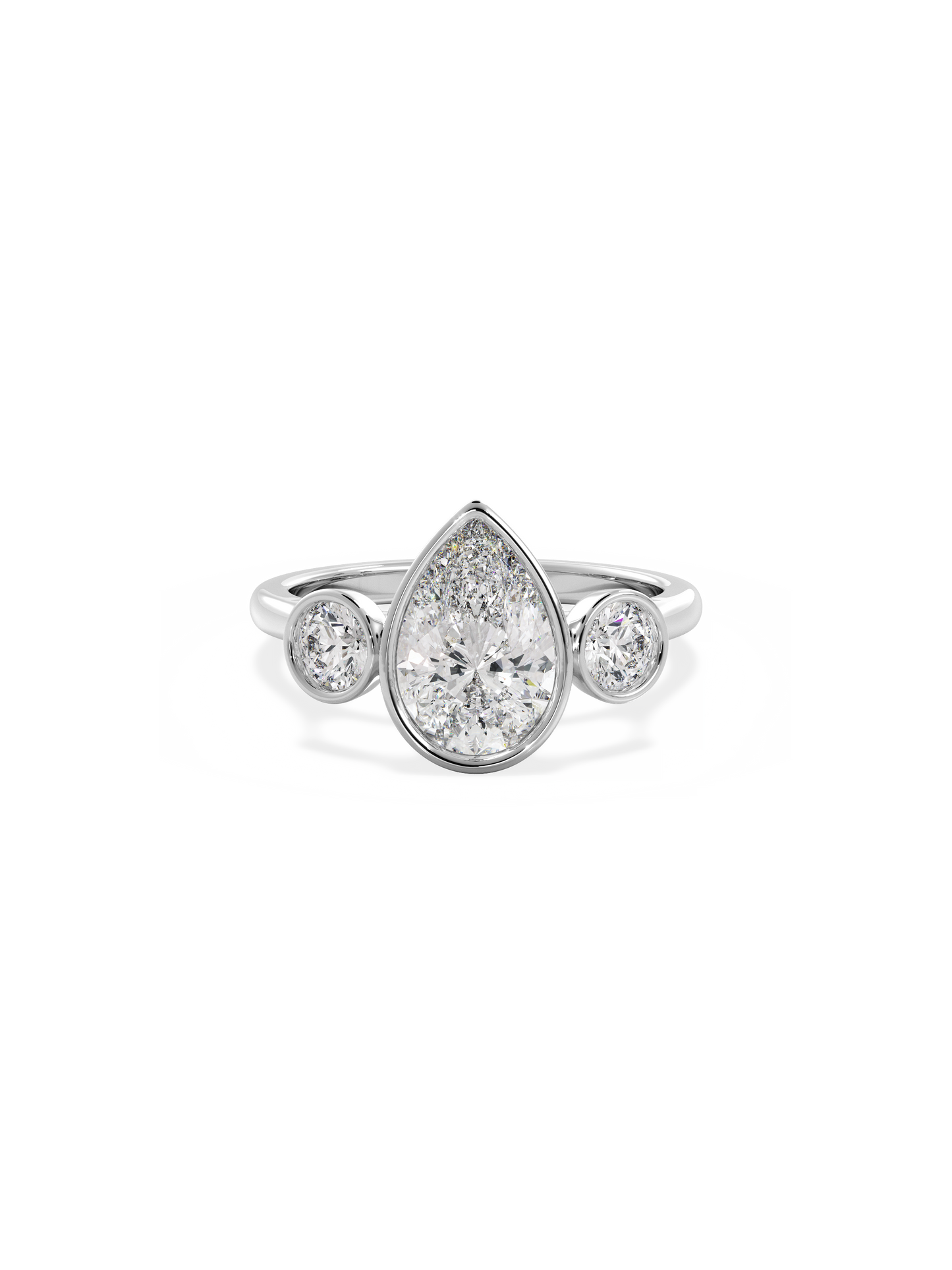 2 CT Round Three Stones Lab Grown Diamond Engagement Ring