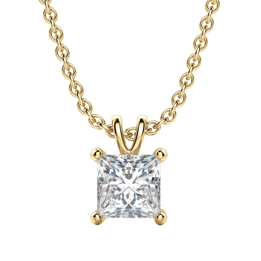 0.25 CT- 1.0 CT Princess Solitaire CVD F/VS Diamond Necklace 6