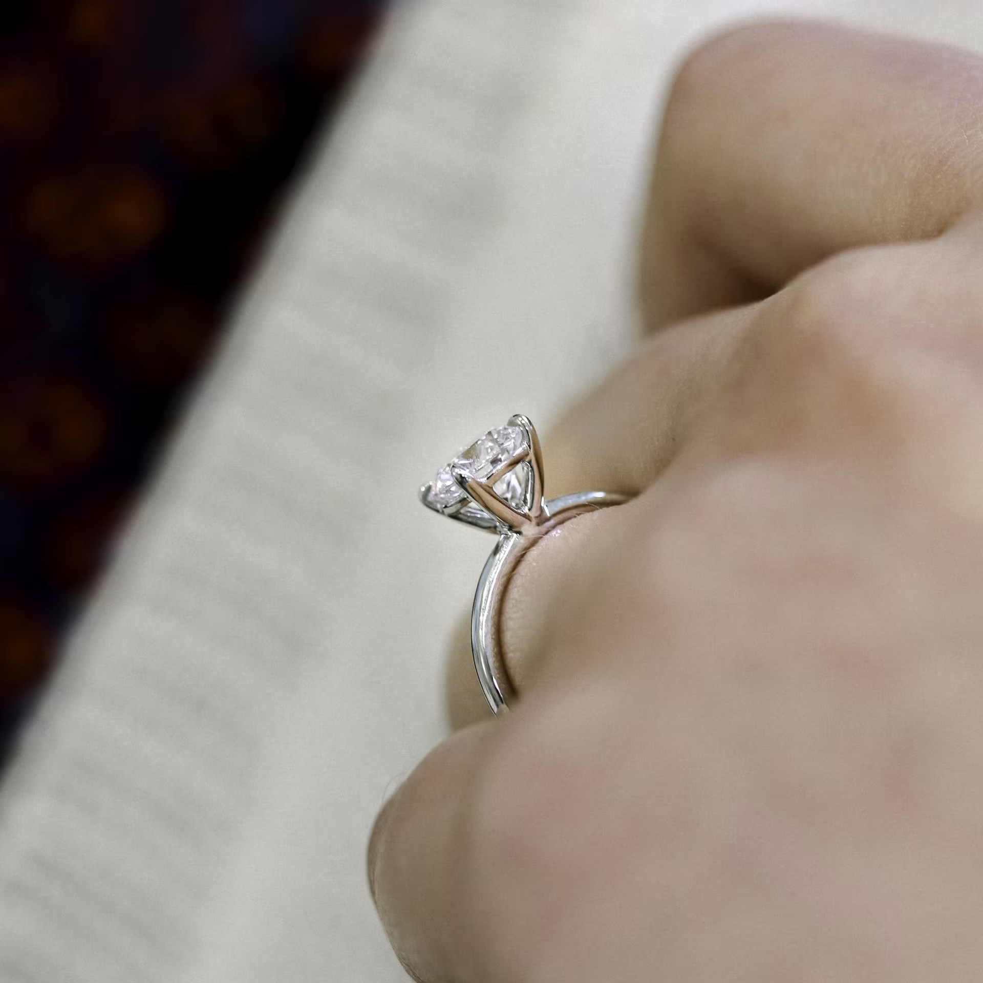 Marquise Cut Cluster Styled Lab Grown Diamond Engagement Ring