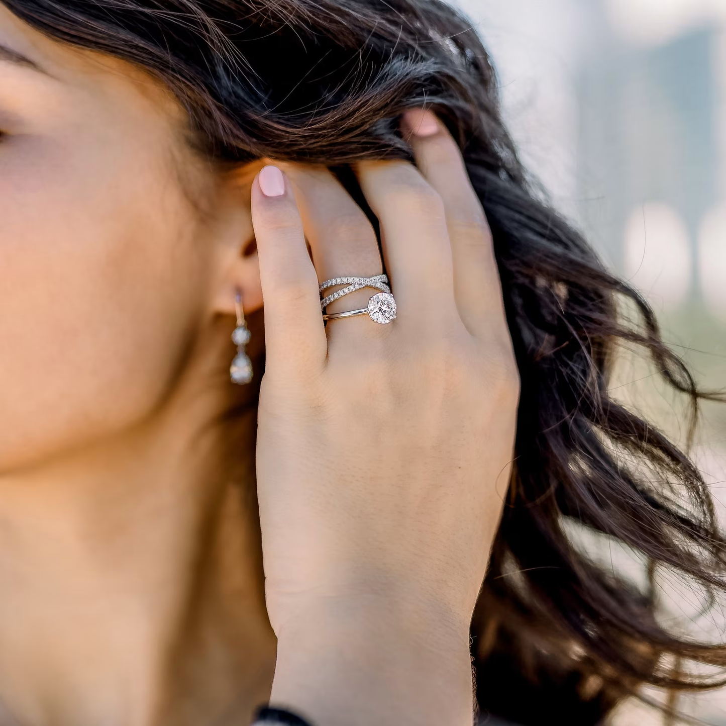 Marquise Cut Cluster Styled Lab Grown Diamond Engagement Ring
