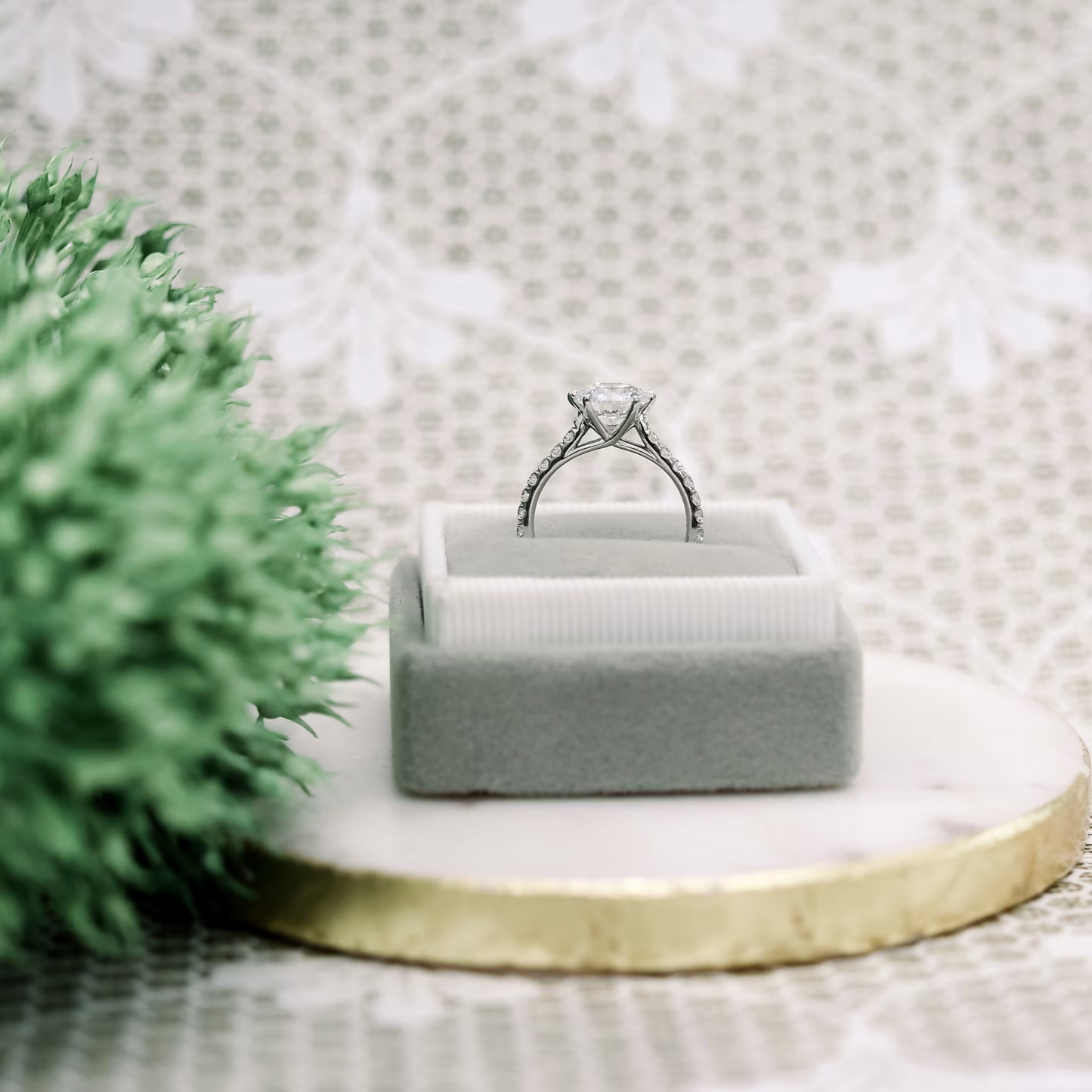 Marquise Cut Cluster Styled Lab Grown Diamond Engagement Ring