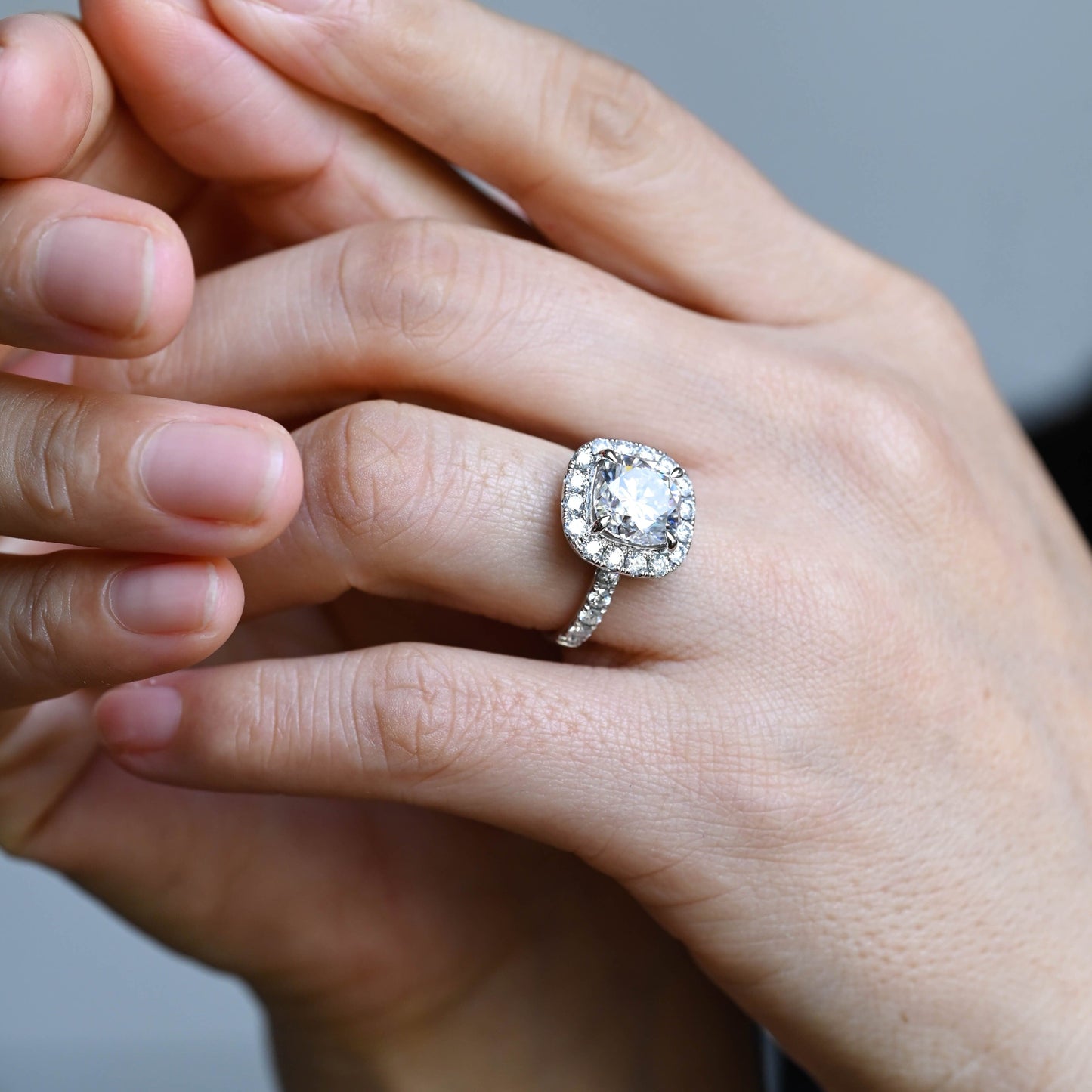 2 CT Round Three Stones Lab Grown Diamond Engagement Ring