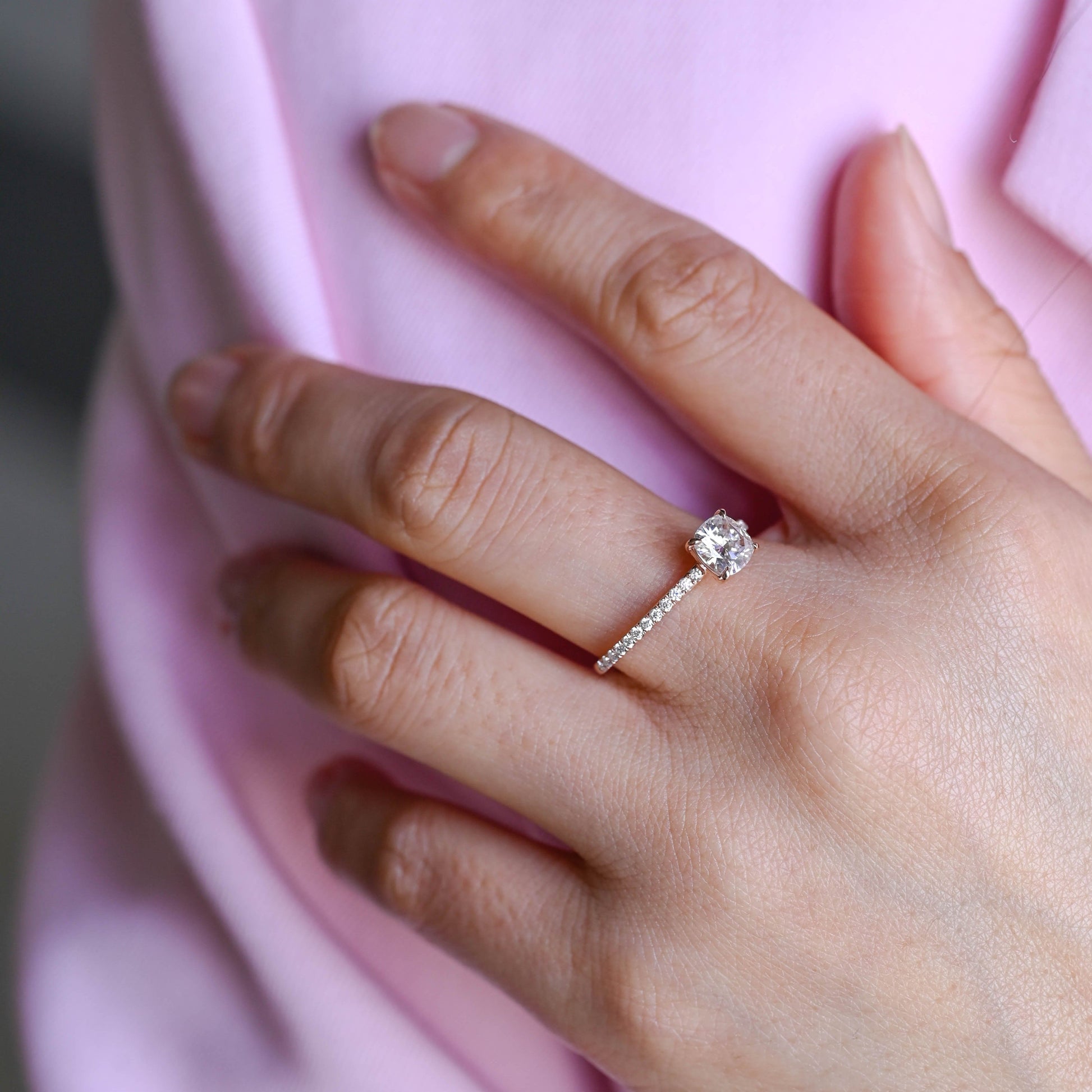2 CT Round Three Stones Lab Grown Diamond Engagement Ring