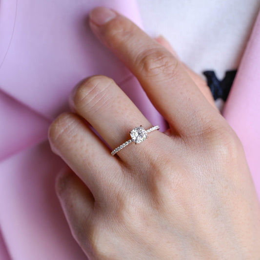 2 CT Round Three Stones Lab Grown Diamond Engagement Ring