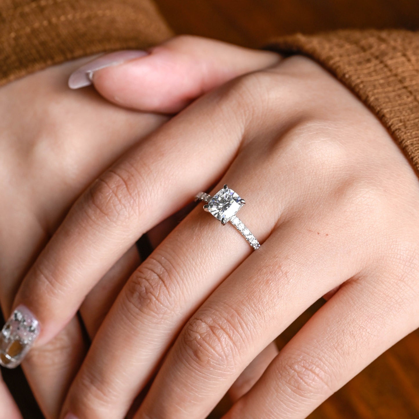 2 CT Round Three Stones Lab Grown Diamond Engagement Ring