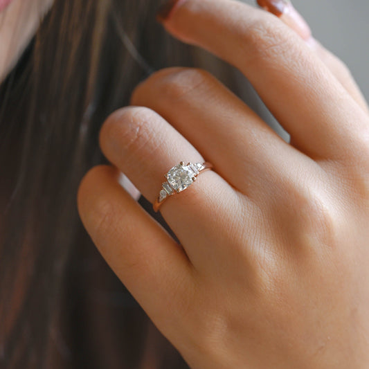 2 CT Round Three Stones Lab Grown Diamond Engagement Ring