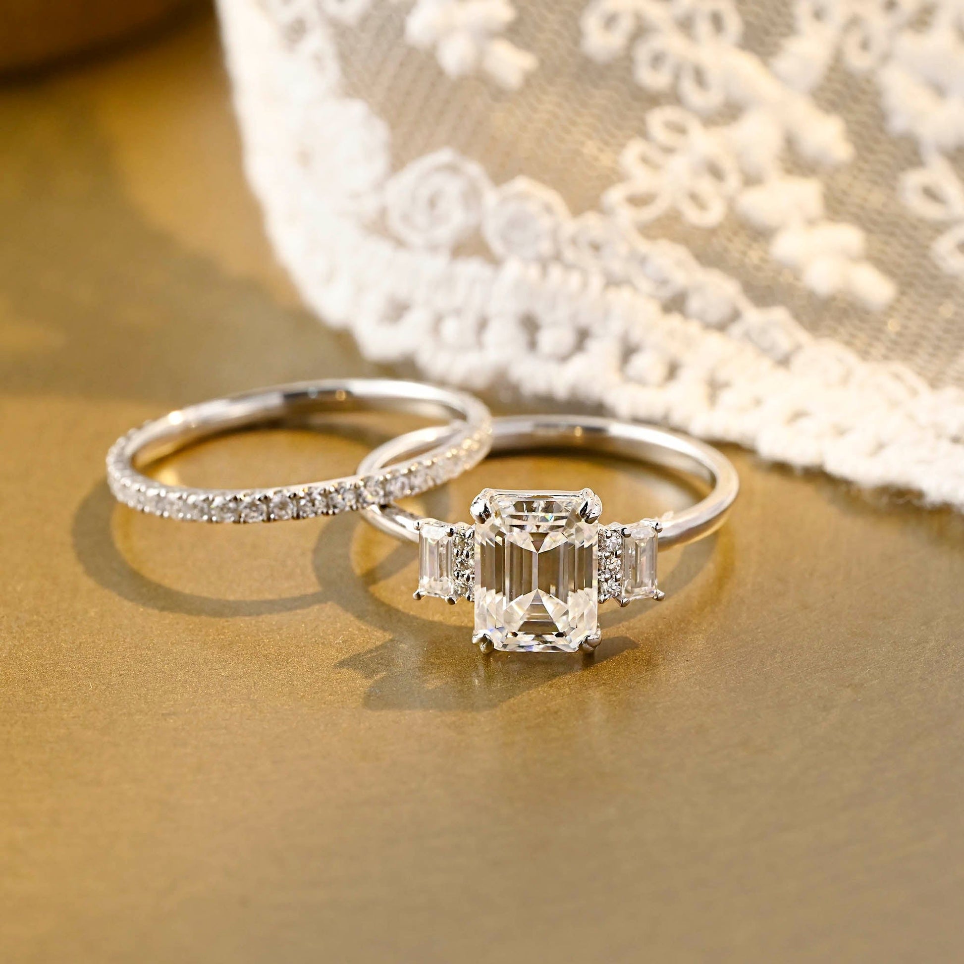 3.0 CT Round Pave Lab Grown Diamond Bridal Set