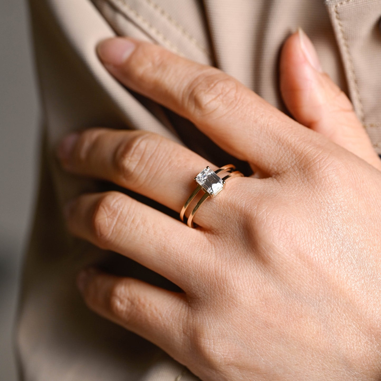 2 CT Round Three Stones Lab Grown Diamond Engagement Ring