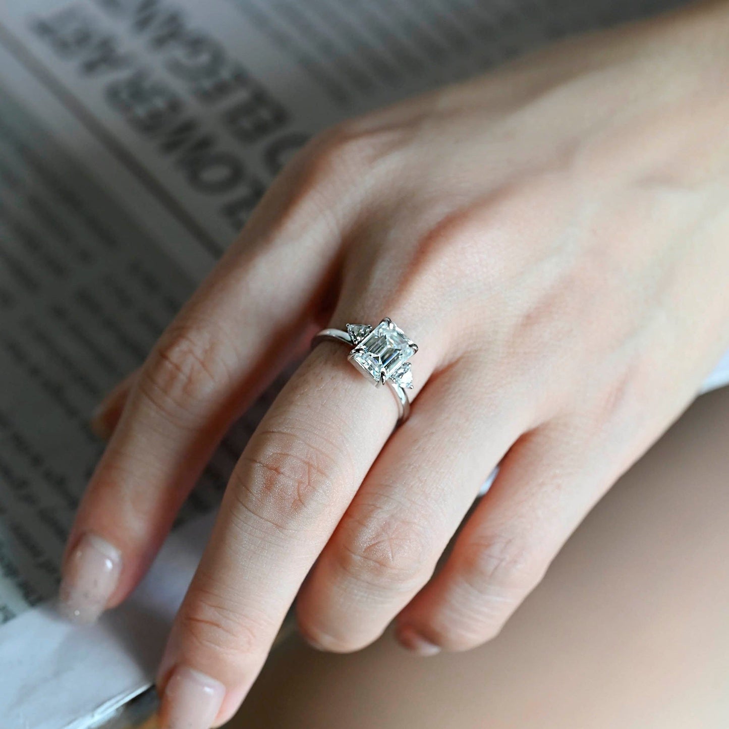 2 CT Round Three Stones Lab Grown Diamond Engagement Ring