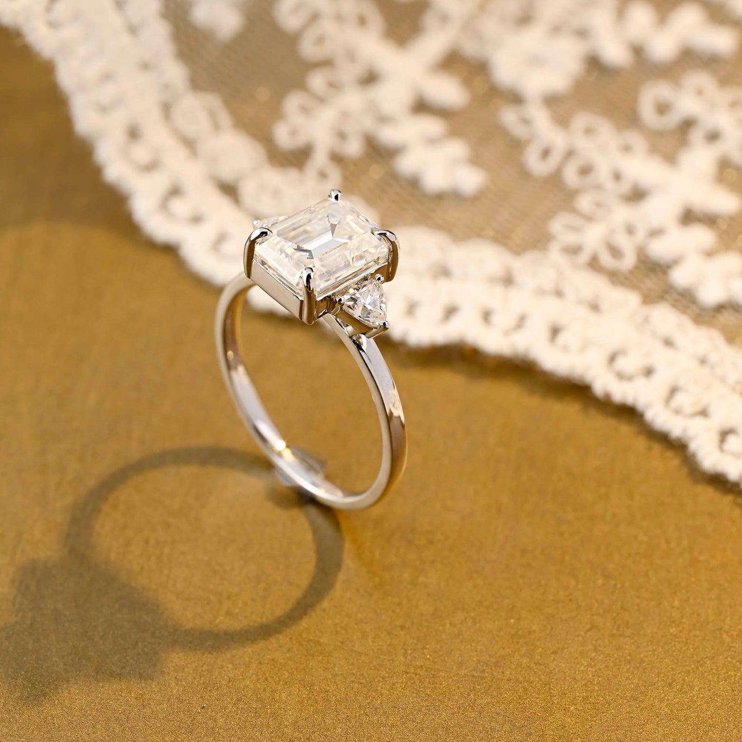 2 CT Round Three Stones Lab Grown Diamond Engagement Ring