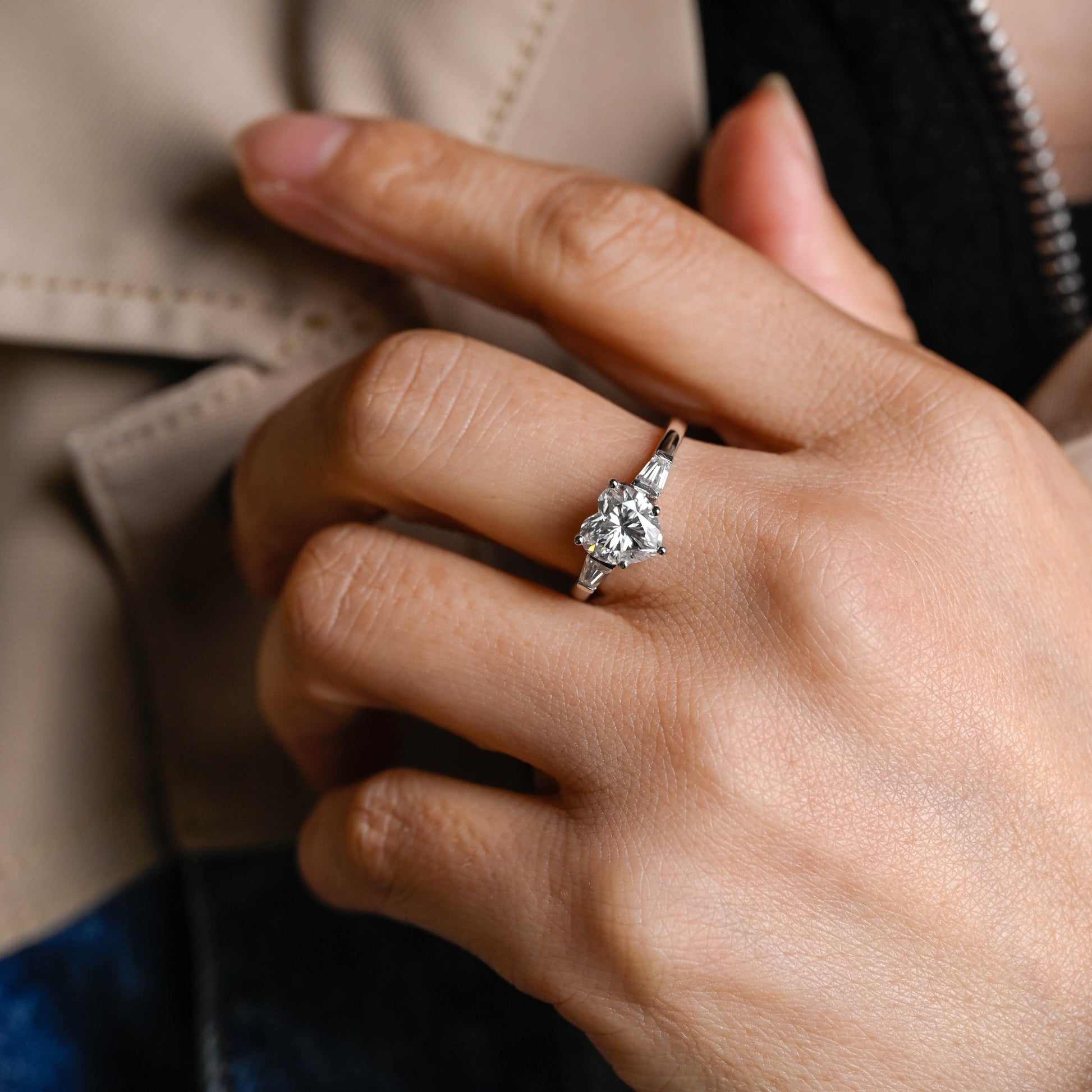 2 CT Round Three Stones Lab Grown Diamond Engagement Ring