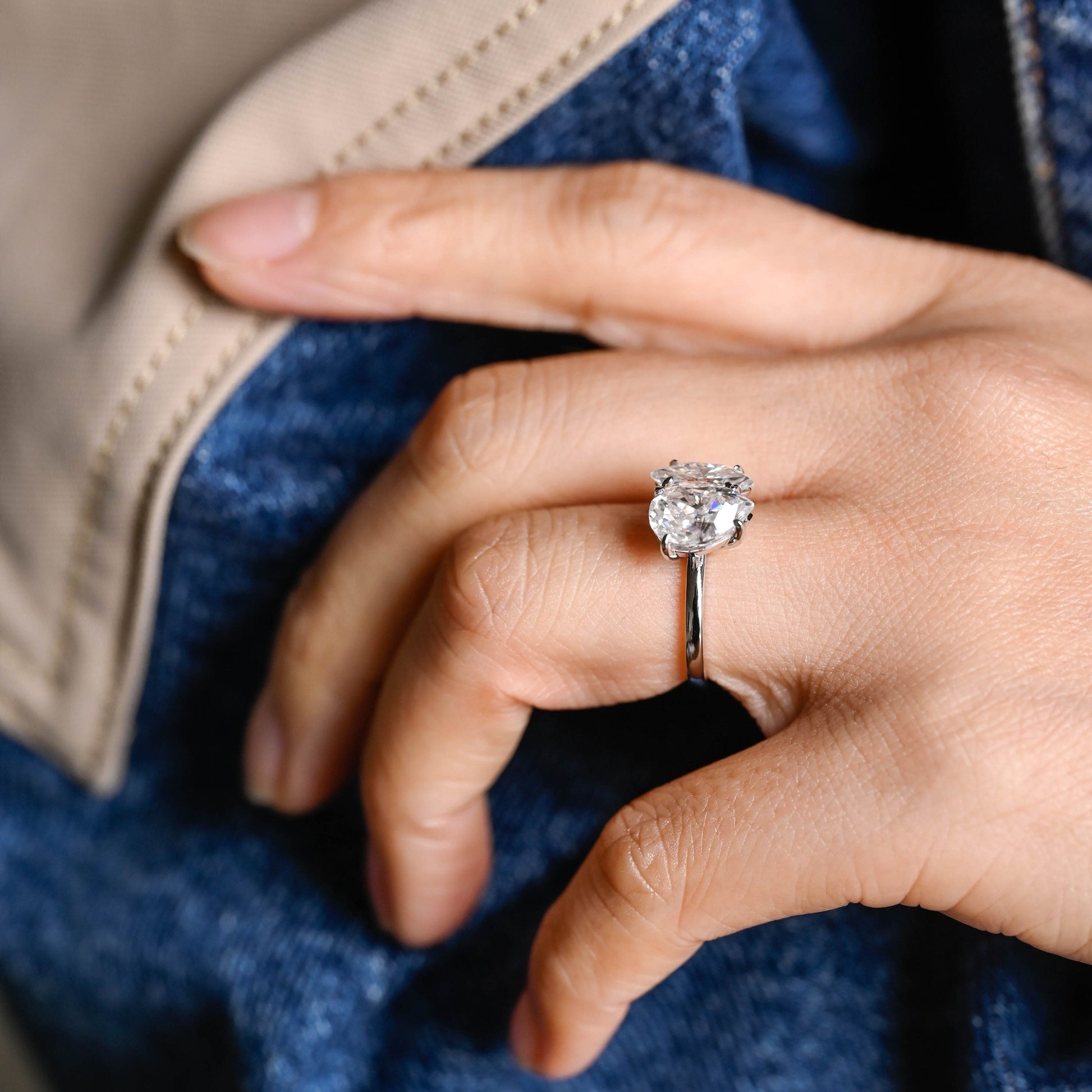 2 CT Round Three Stones Lab Grown Diamond Engagement Ring