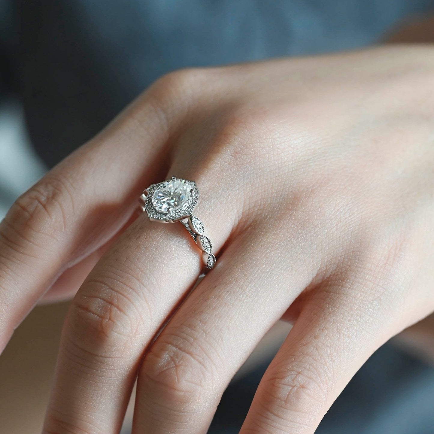 2 CT Round Three Stones Lab Grown Diamond Engagement Ring