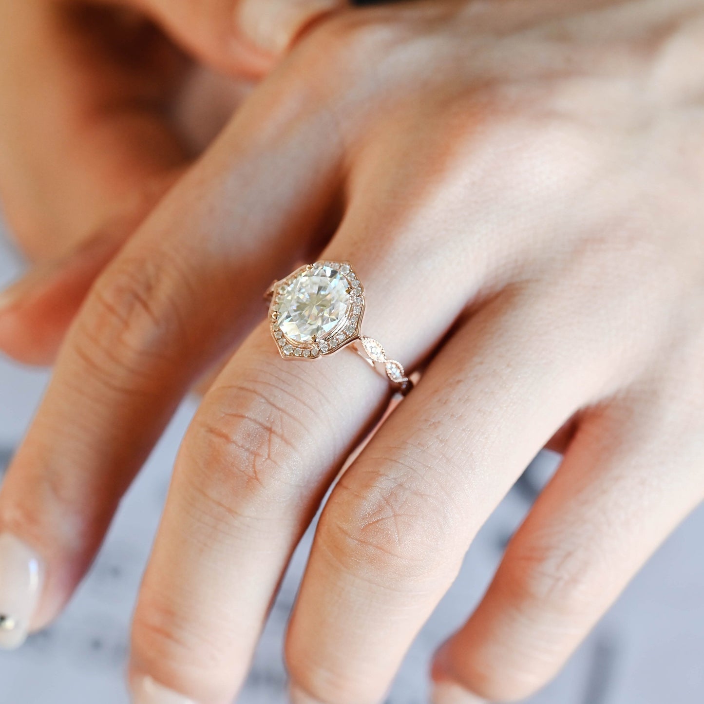 2 CT Round Three Stones Lab Grown Diamond Engagement Ring