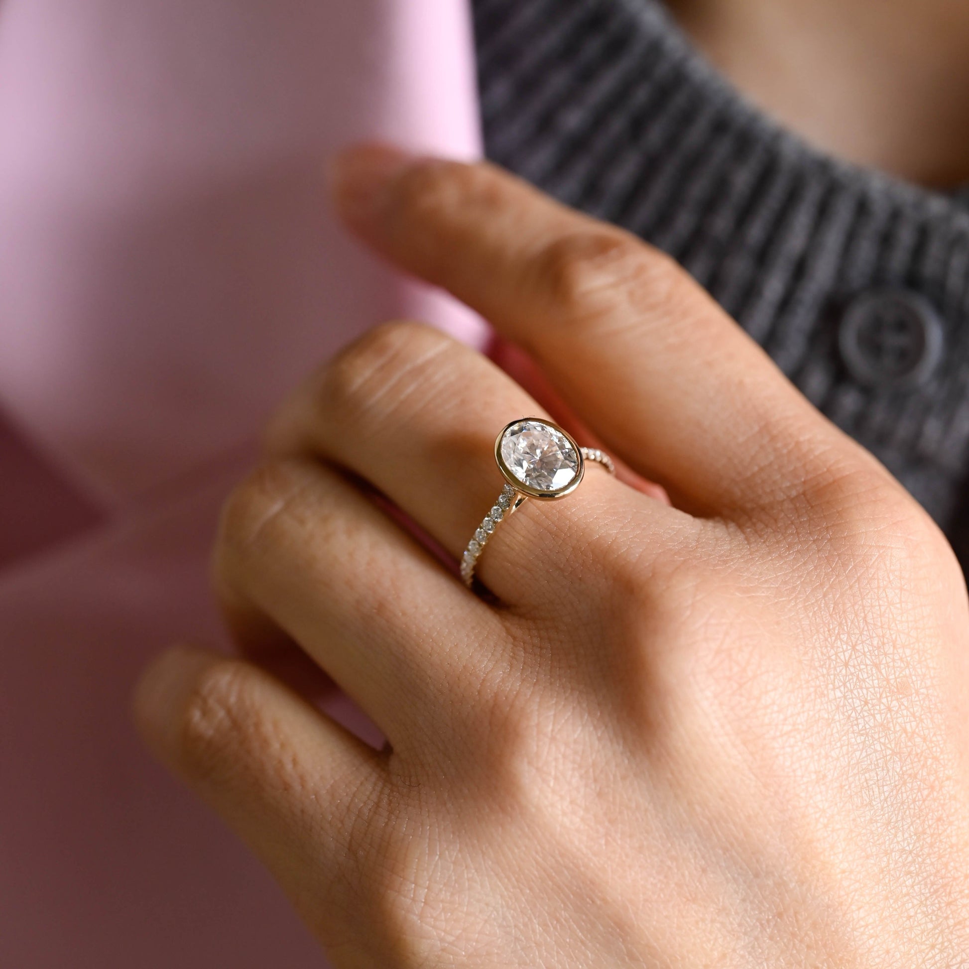 2 CT Round Three Stones Lab Grown Diamond Engagement Ring