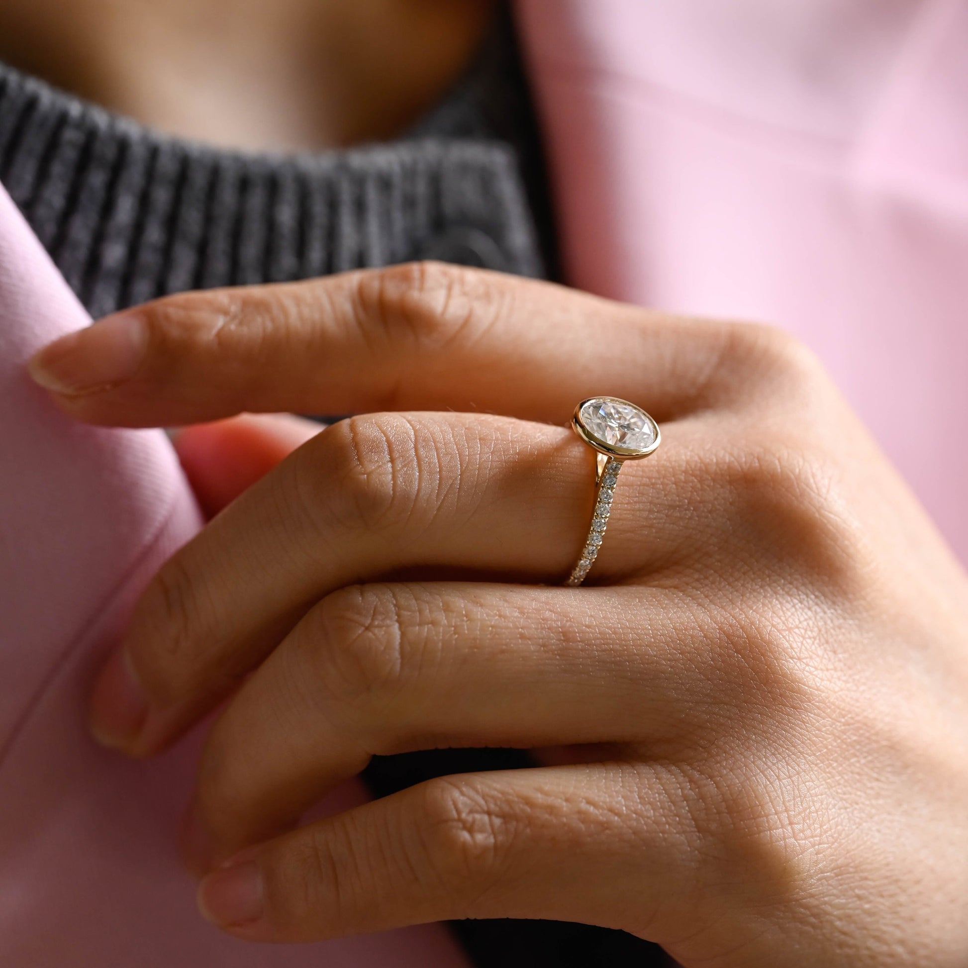 2 CT Round Three Stones Lab Grown Diamond Engagement Ring