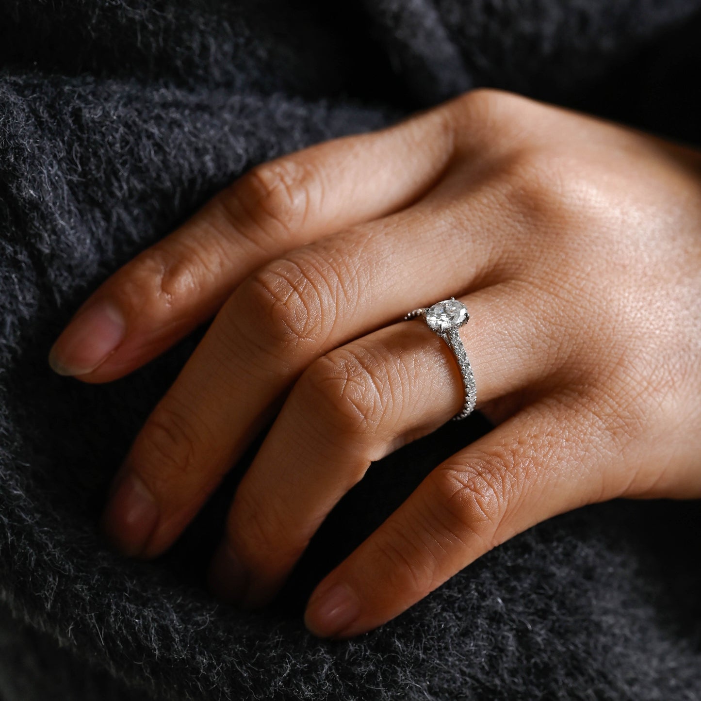 2 CT Round Three Stones Lab Grown Diamond Engagement Ring