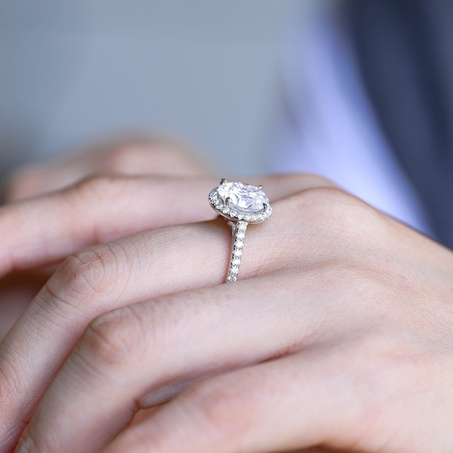 2 CT Round Three Stones Lab Grown Diamond Engagement Ring