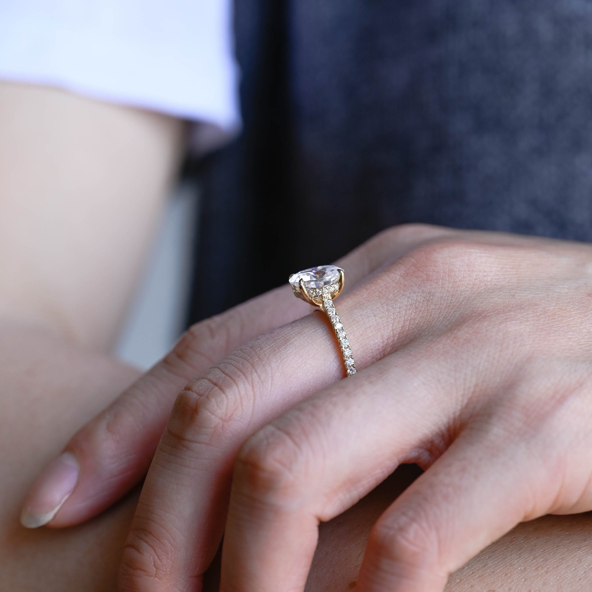 2 CT Round Three Stones Lab Grown Diamond Engagement Ring