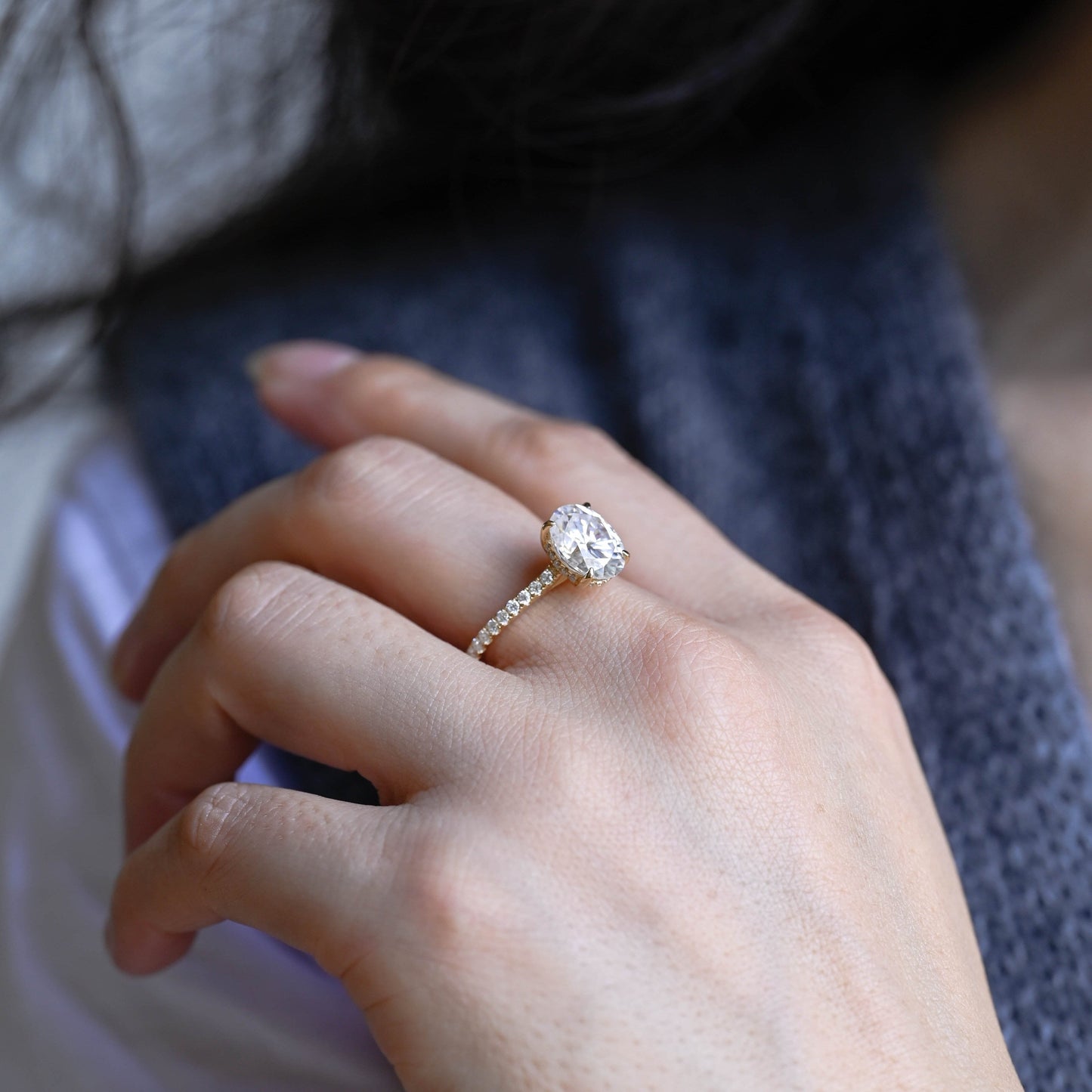 2 CT Round Three Stones Lab Grown Diamond Engagement Ring