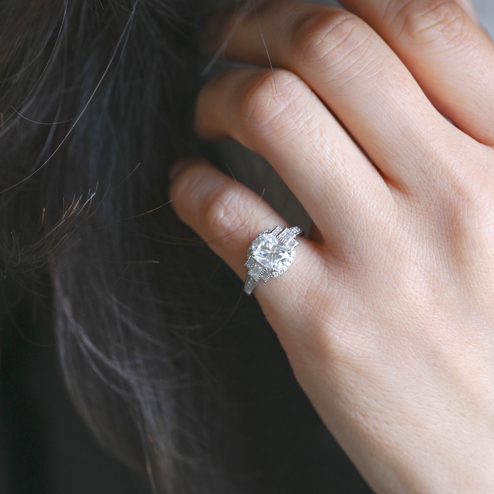 2 CT Round Three Stones Lab Grown Diamond Engagement Ring