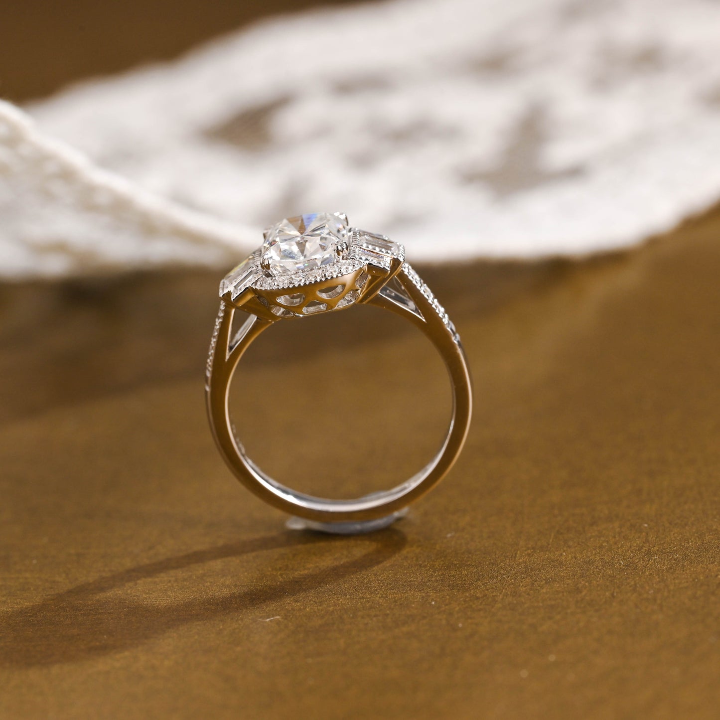 2 CT Round Three Stones Lab Grown Diamond Engagement Ring
