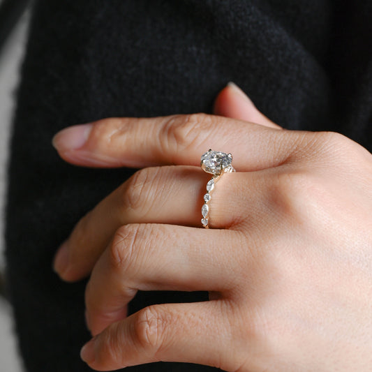 2 CT Round Three Stones Lab Grown Diamond Engagement Ring