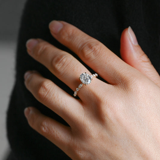 2 CT Round Three Stones Lab Grown Diamond Engagement Ring