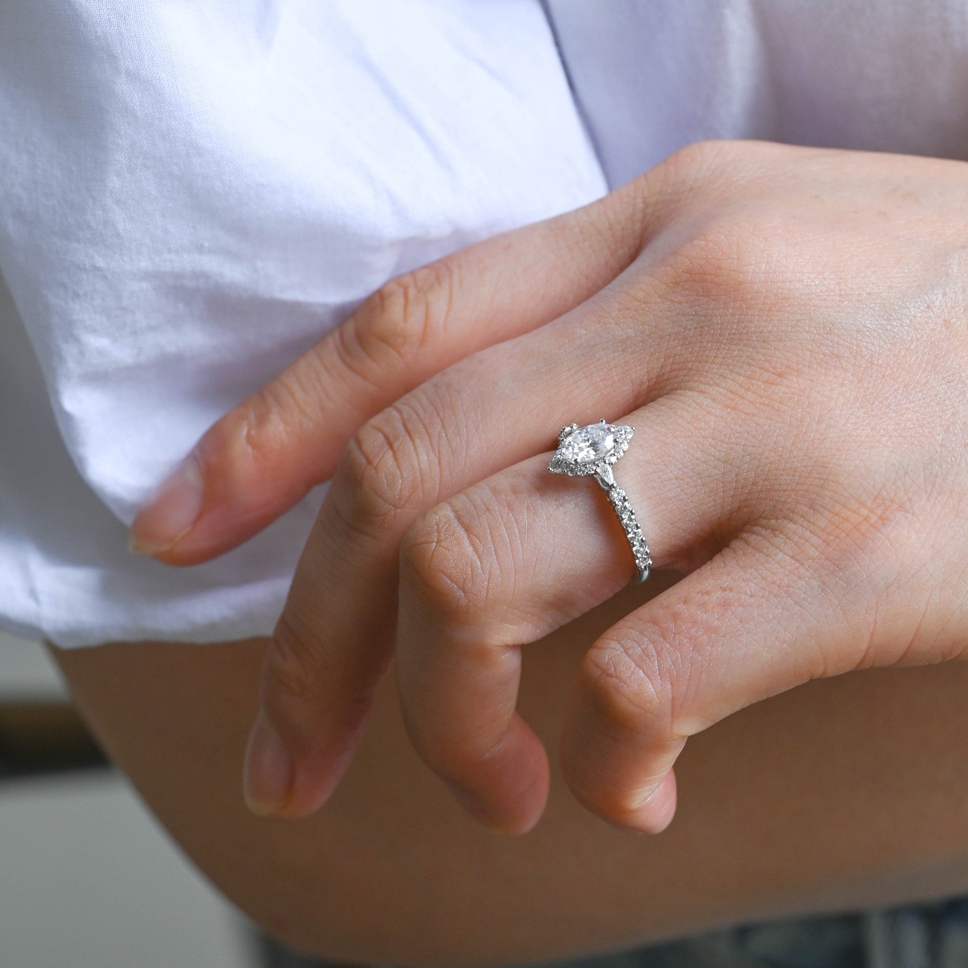 2 CT Round Three Stones Lab Grown Diamond Engagement Ring