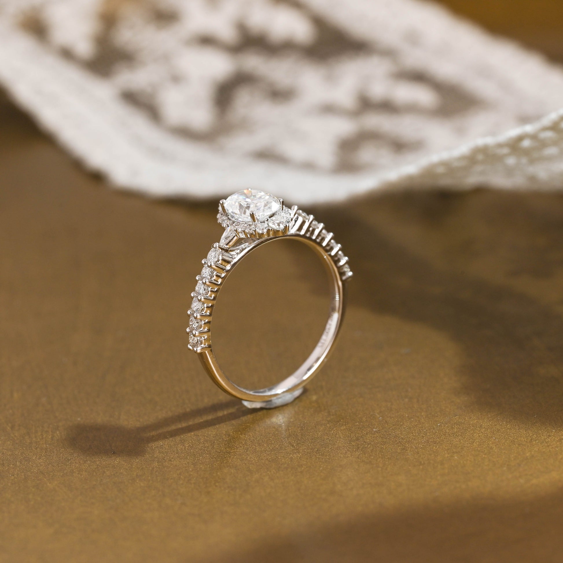 2 CT Round Three Stones Lab Grown Diamond Engagement Ring