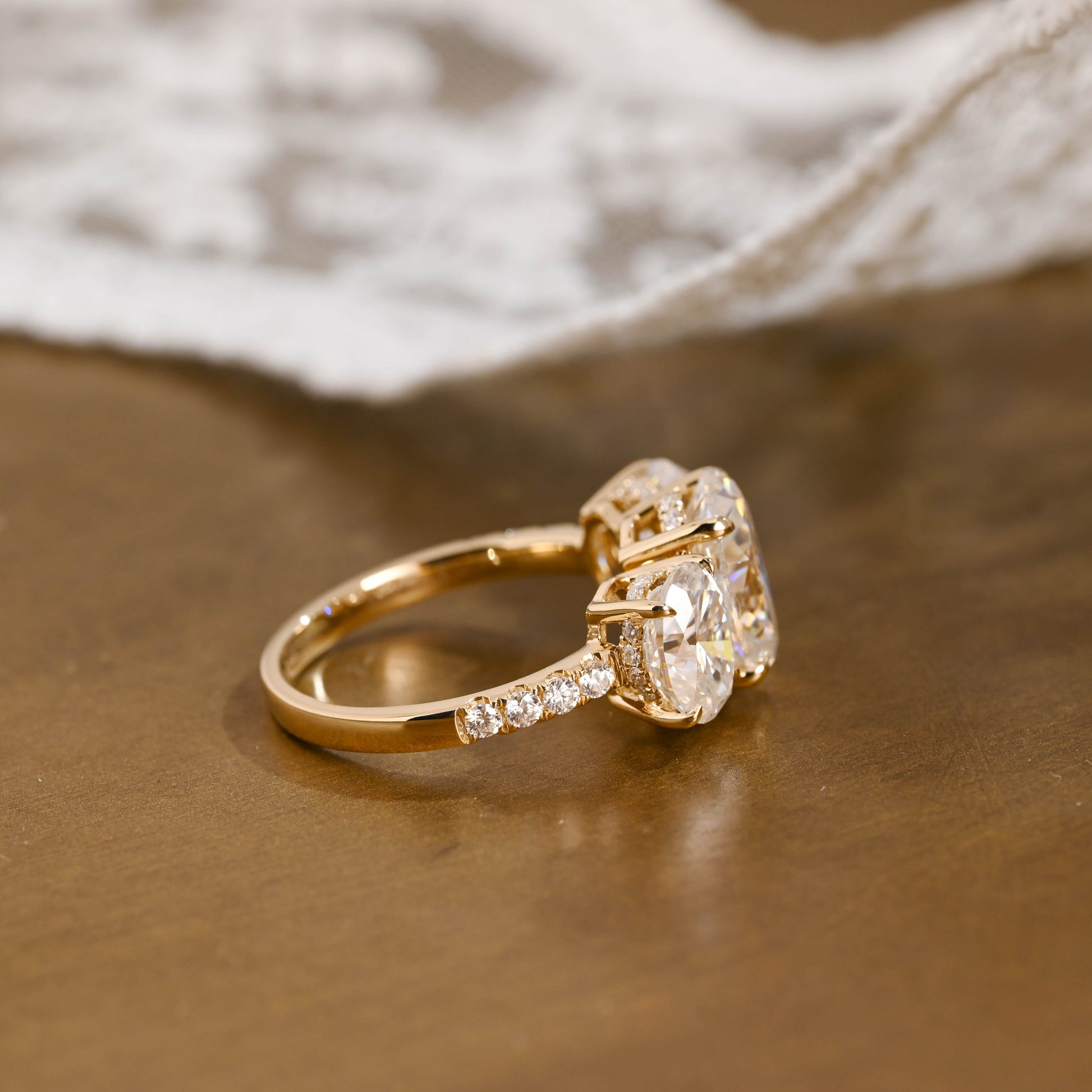 2 CT Round Three Stones Lab Grown Diamond Engagement Ring
