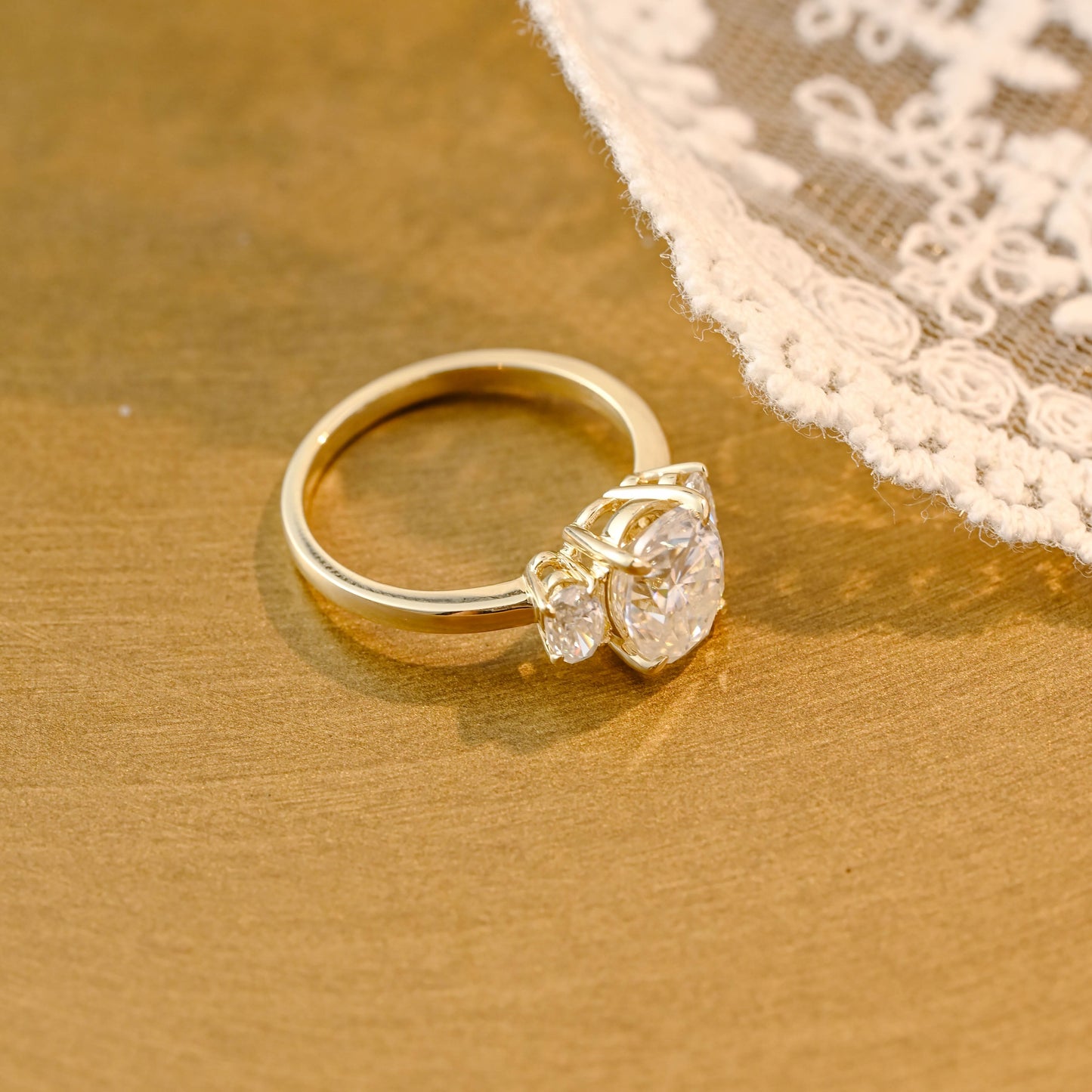 2 CT Round Three Stones Lab Grown Diamond Engagement Ring