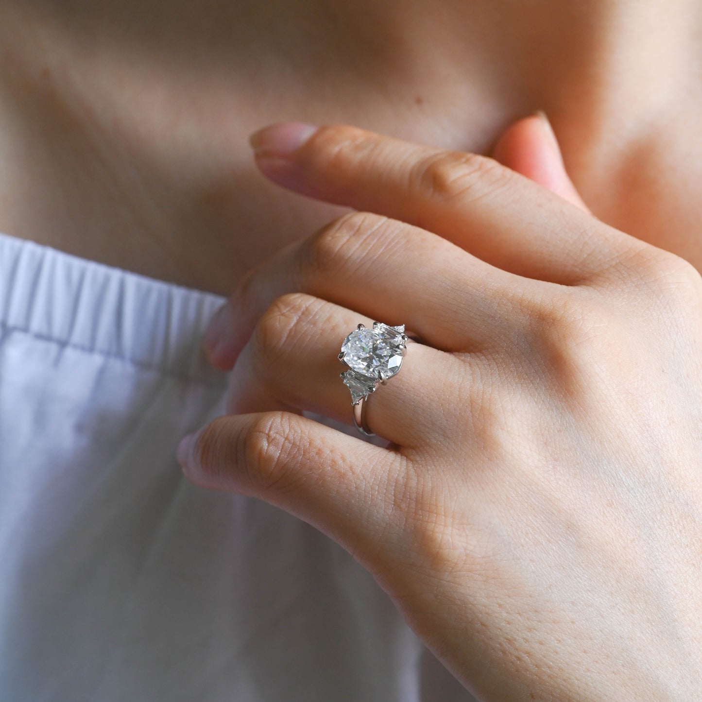 2 CT Round Three Stones Lab Grown Diamond Engagement Ring