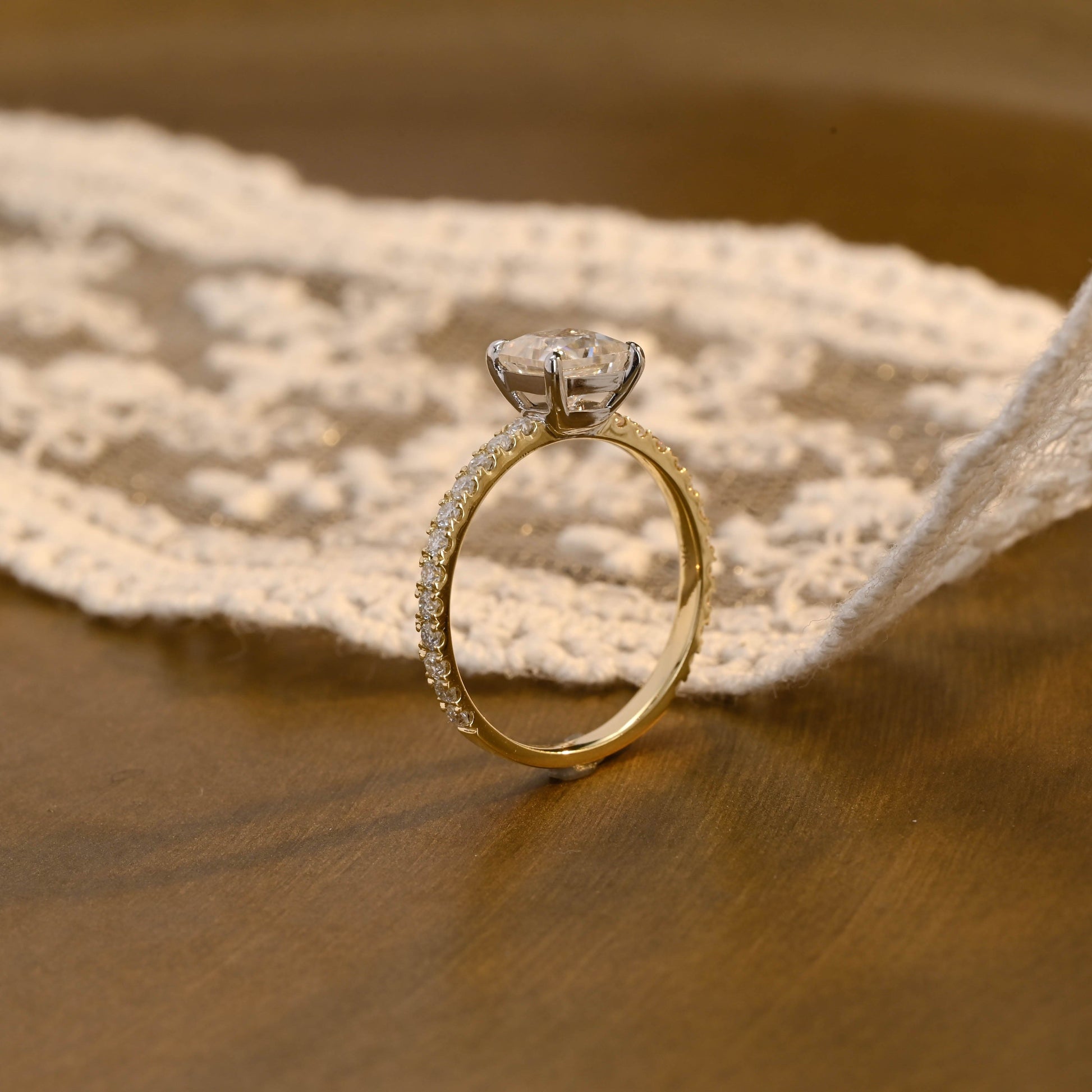 2 CT Round Three Stones Lab Grown Diamond Engagement Ring