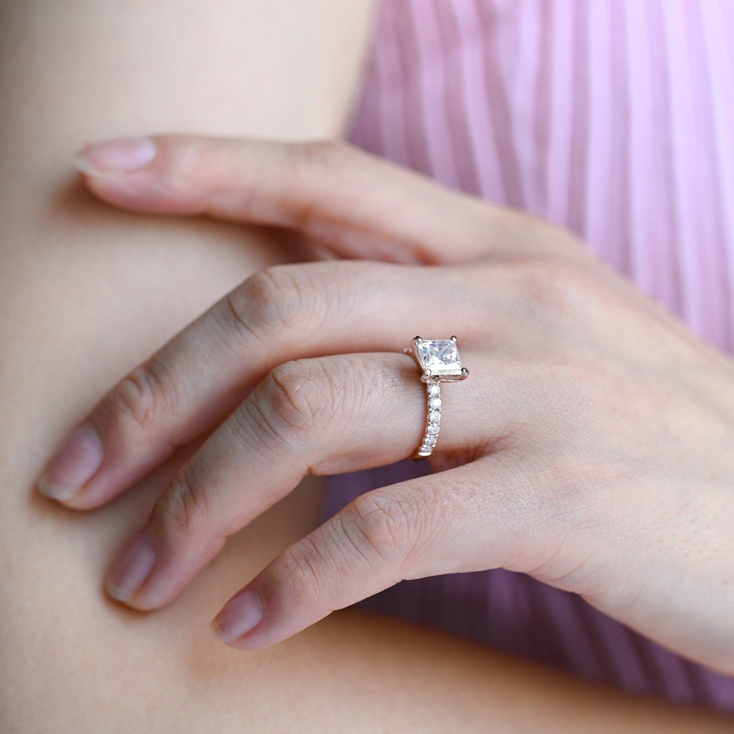 2 CT Round Three Stones Lab Grown Diamond Engagement Ring