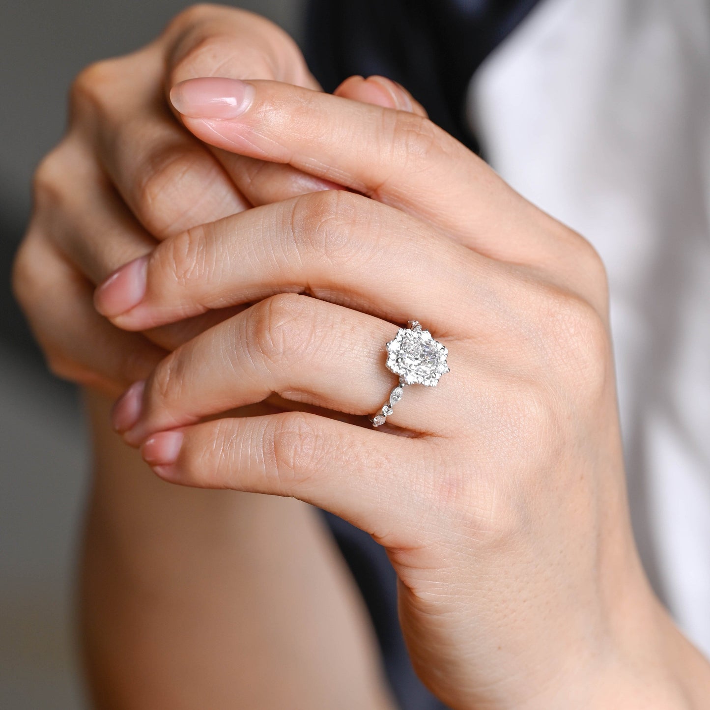 2 CT Round Three Stones Lab Grown Diamond Engagement Ring
