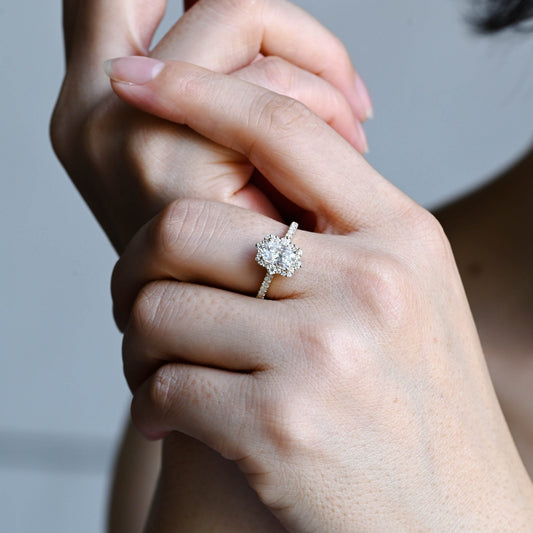 2 CT Round Three Stones Lab Grown Diamond Engagement Ring