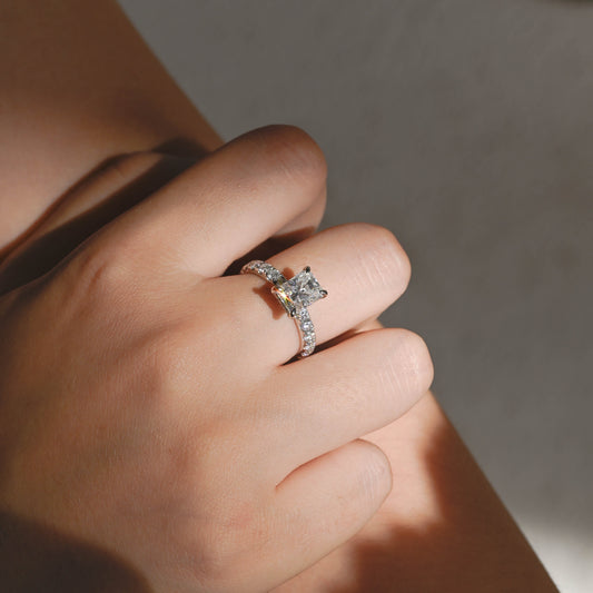 2 CT Round Three Stones Lab Grown Diamond Engagement Ring