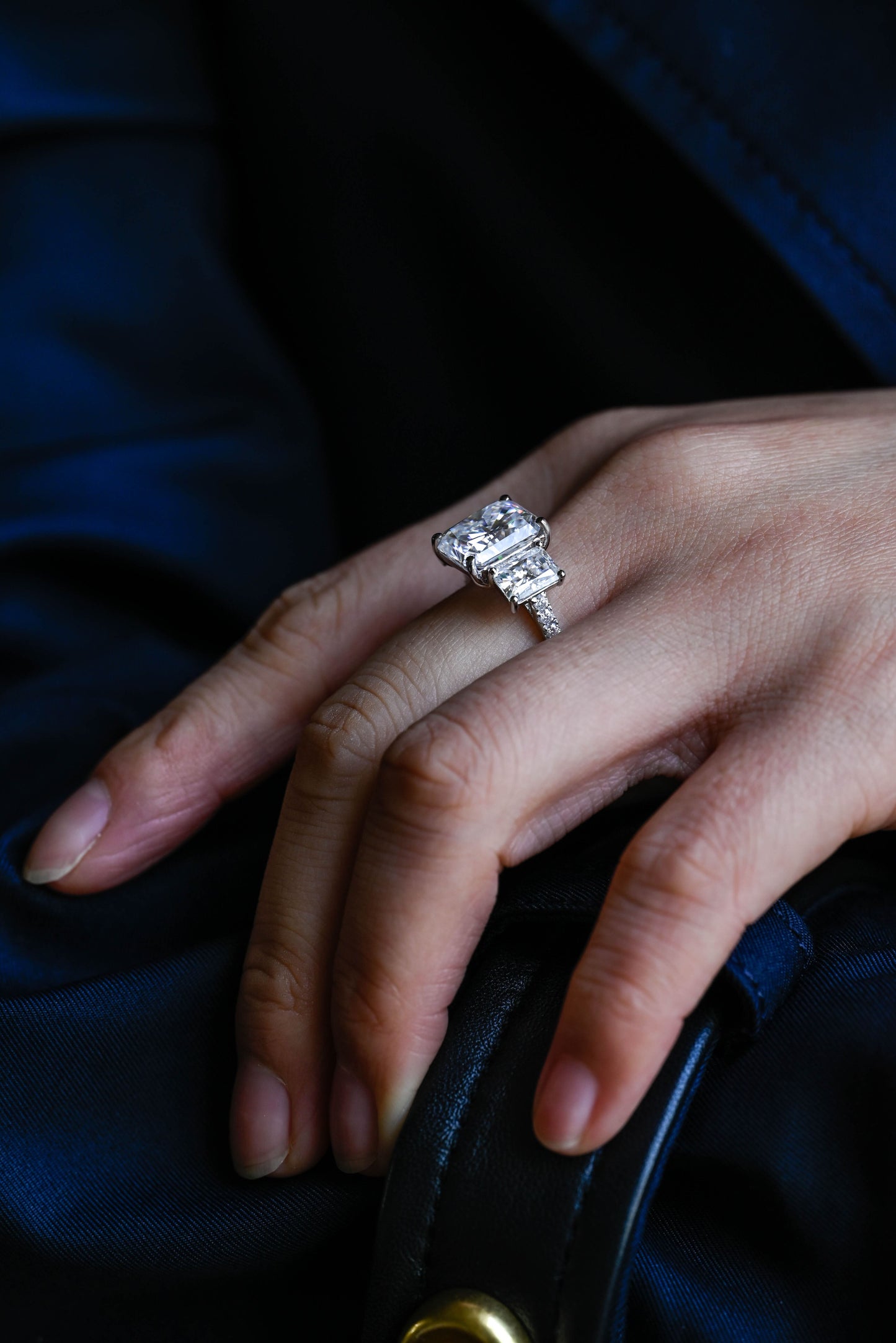 2 CT Round Three Stones Lab Grown Diamond Engagement Ring