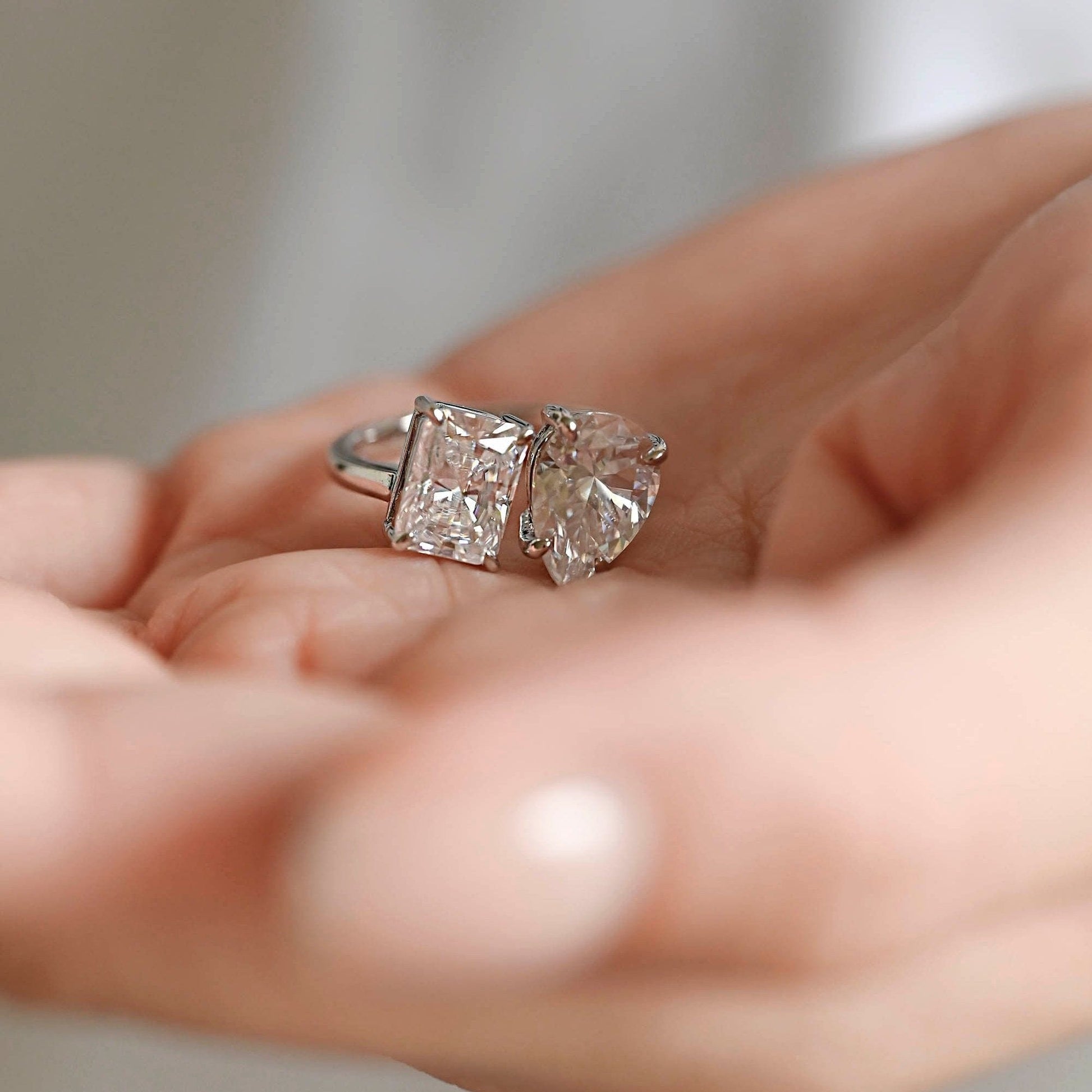 2 CT Round Three Stones Lab Grown Diamond Engagement Ring