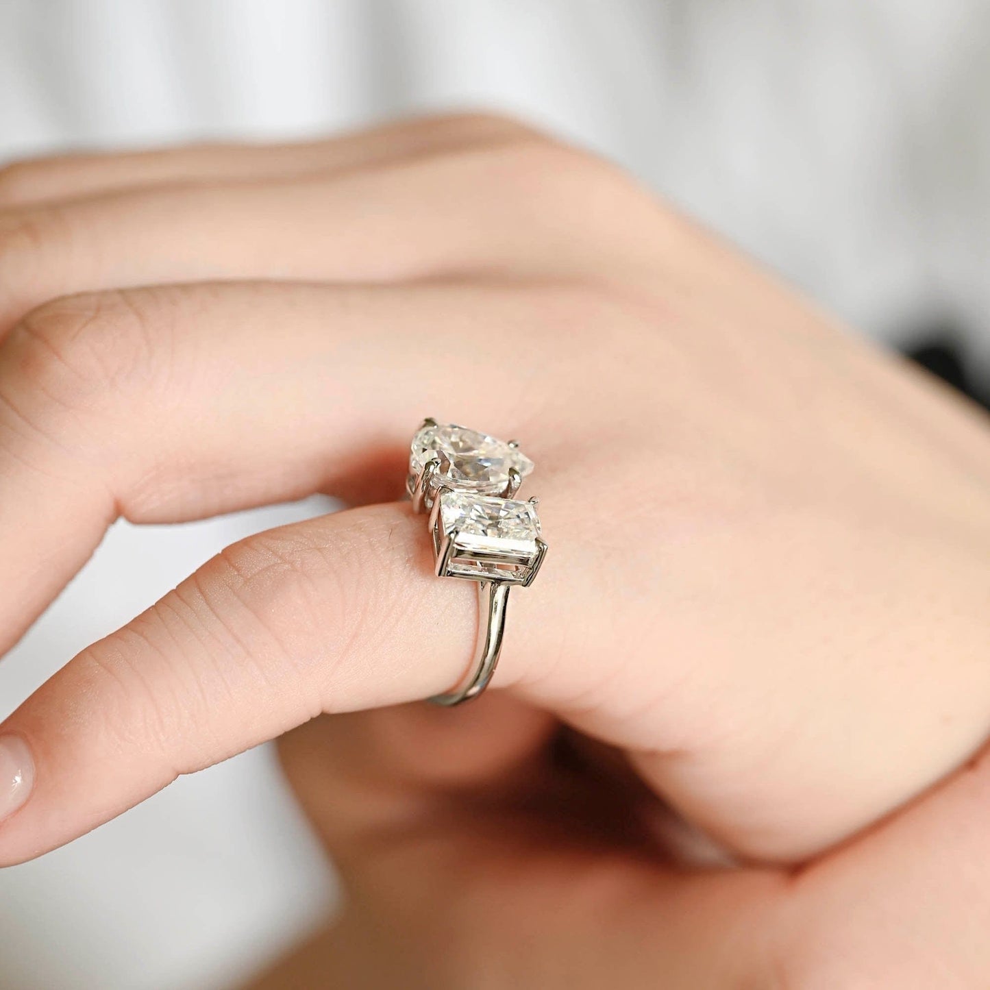 2 CT Round Three Stones Lab Grown Diamond Engagement Ring