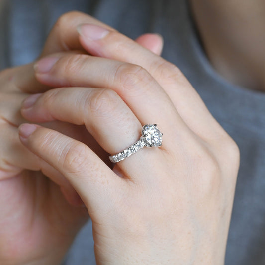 2 CT Round Three Stones Lab Grown Diamond Engagement Ring